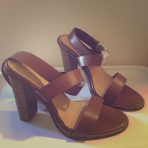 Brand new chunky, strap up sandal heels